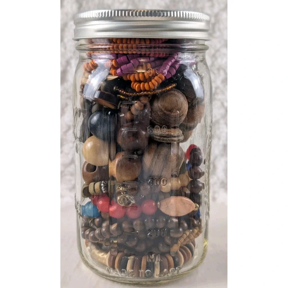 Wooden Jewelry Mystery Jar Wearable Bracelets Necklaces Earrings Boho Lot